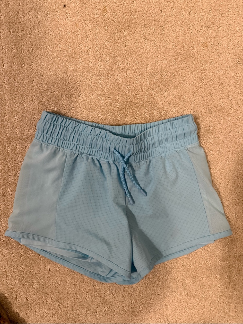 all in motion light blue girls' athletic shorts with drawstring